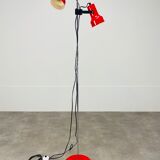 Floor lamp 2 spots red chrome stem SCE 1970