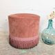 Pouf rond velours vieux rose à franges