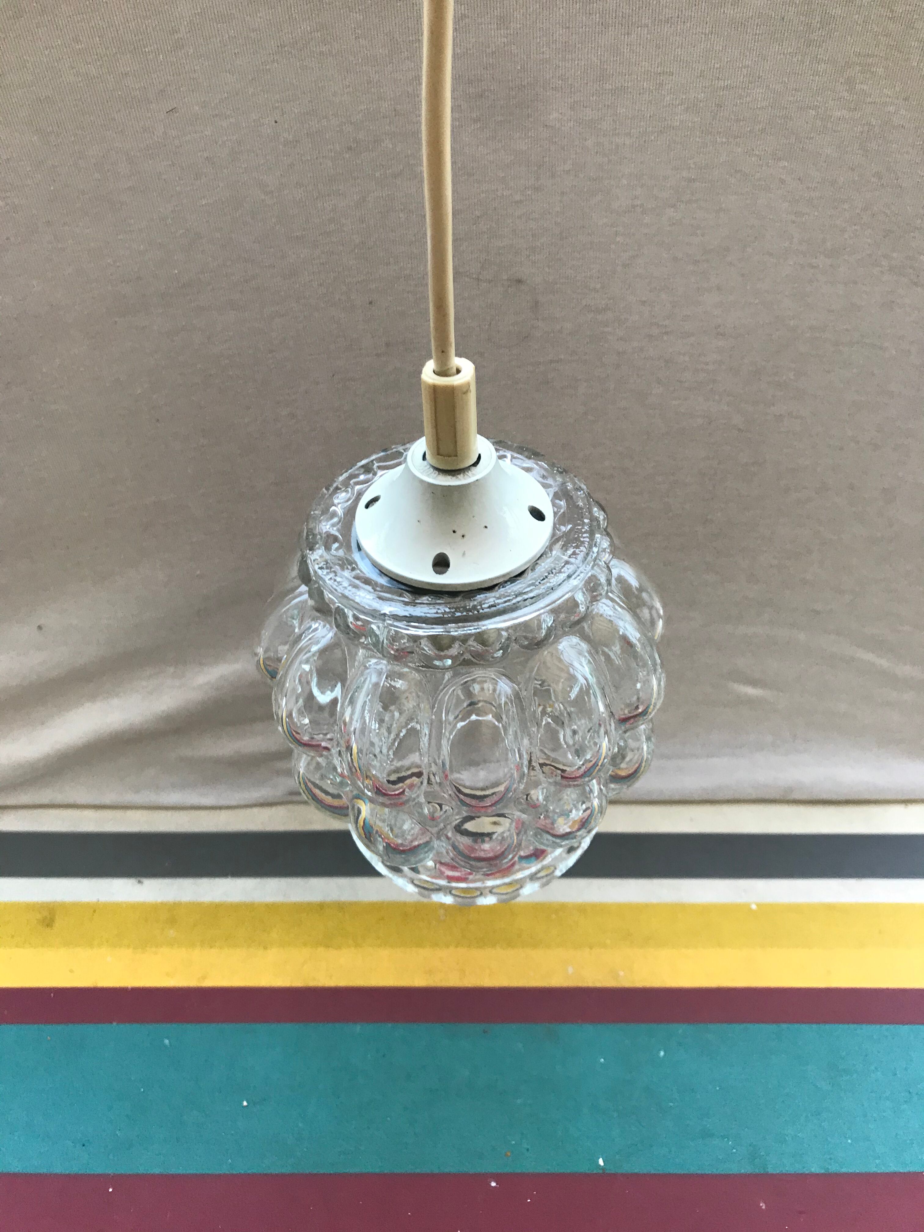 Old glass pendant light, 70s