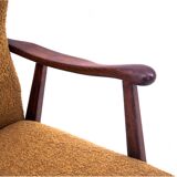 Yellow vintage armchair in bouclé fabric, Denmark, 1960s. After restoration.