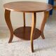 Vintage round oak coffee table with 2 shelves
