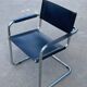 Set of 6 bauhaus cantilever chairs black leather and chrome design