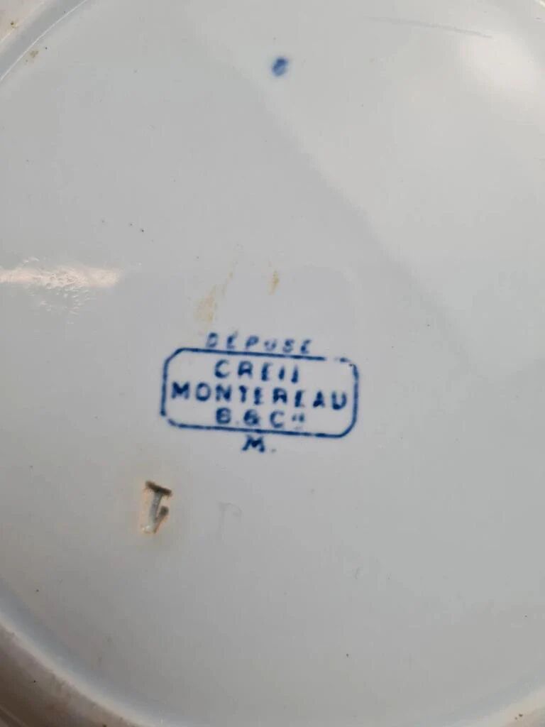 Antique hollow plate Creil and Montereau Japan / Monet blue
