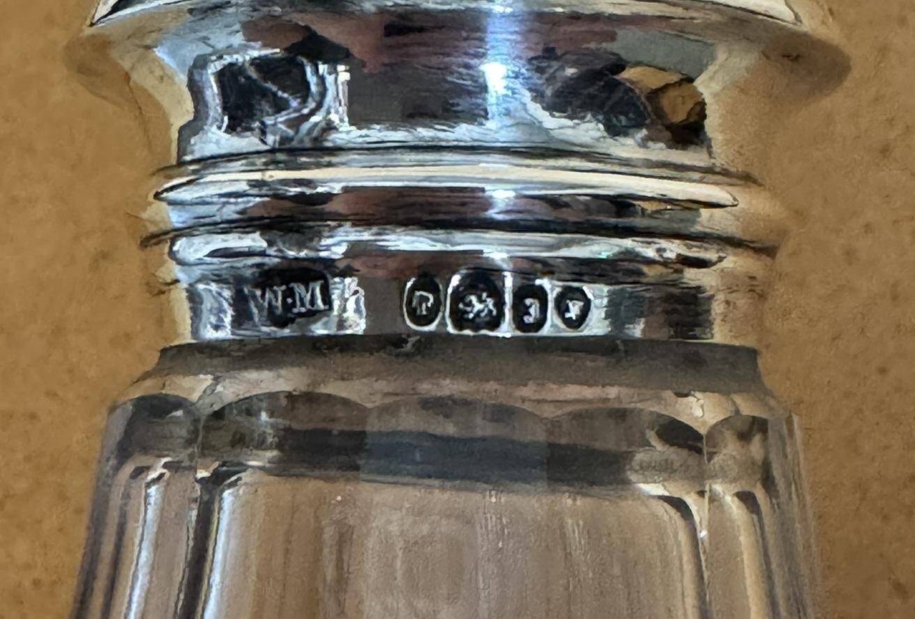Cut glass sugar bowl and sterling silver by William Moulson 1844