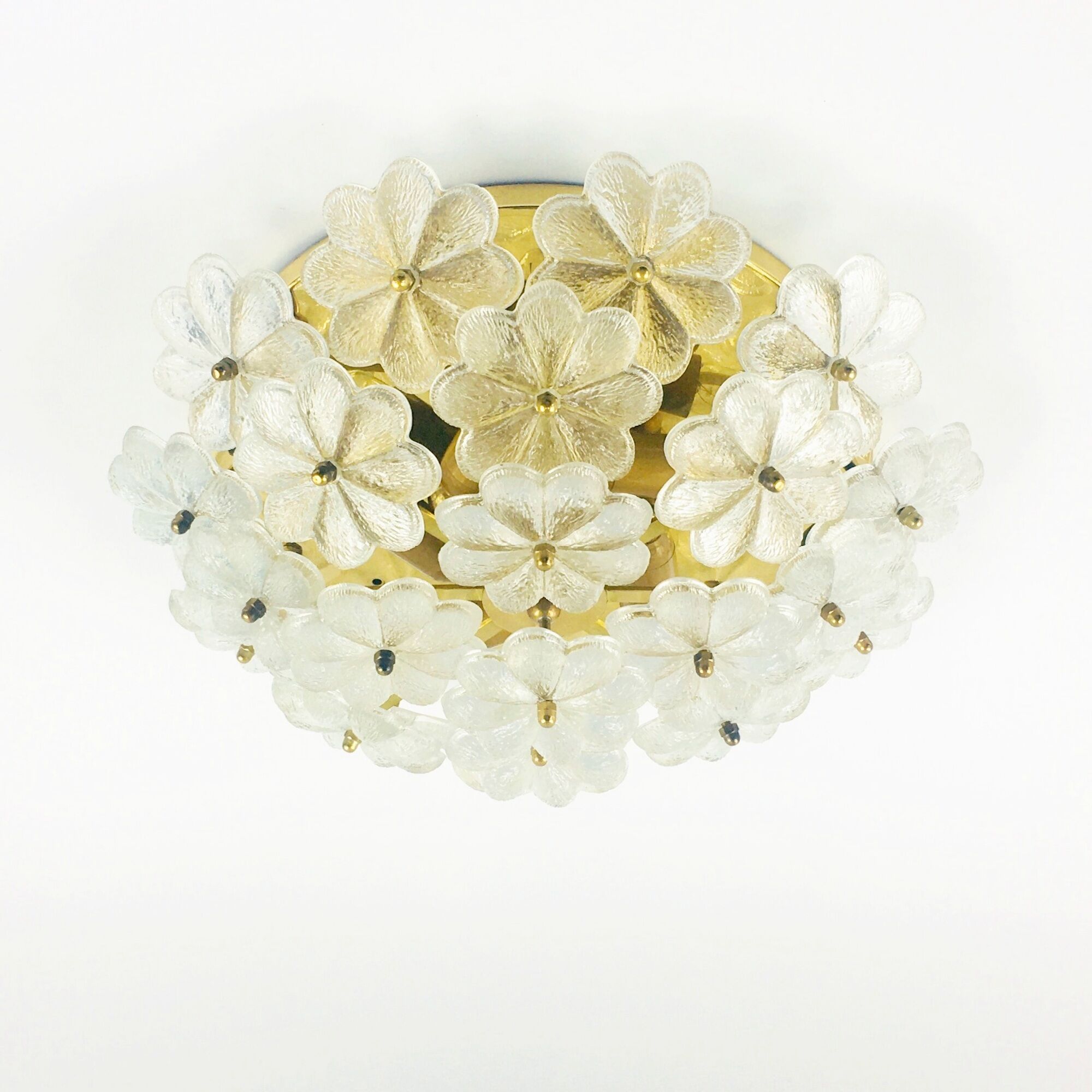 Mid-Century Floral Murano Glass Flush Mount by Ernst Palme for Palwa, Germany, 1960s