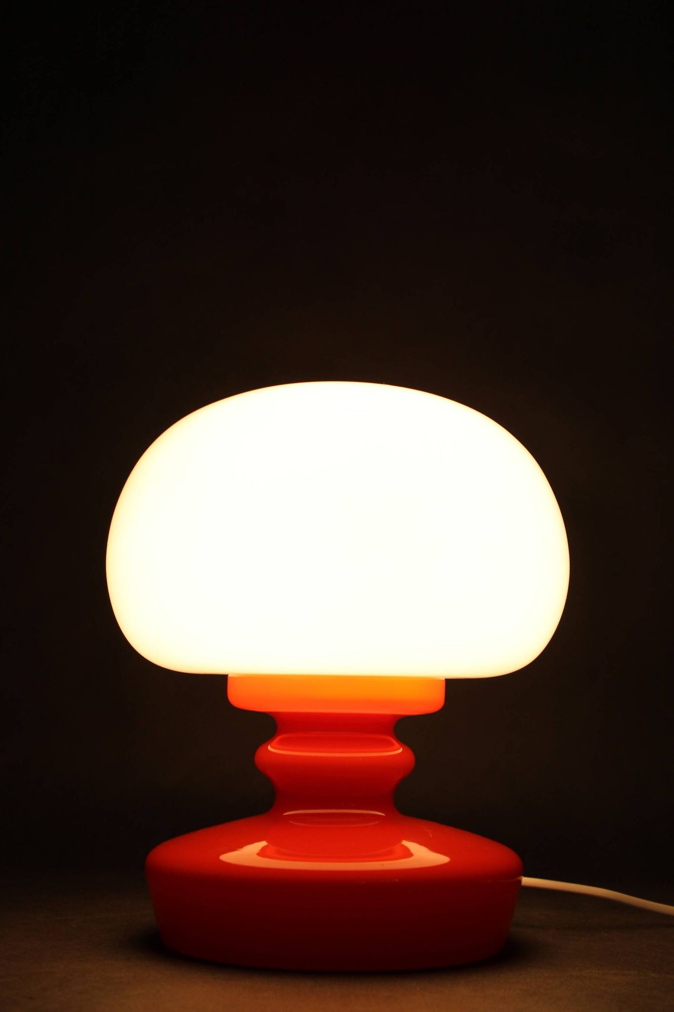 1970s Stepan Tabery Opaline Glass Mushroom Table Lamp, Czechoslovakia