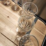 12 small twisted bistro glasses, 19th century