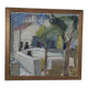 Mid-Century Oil on Canvas 'House with Two Trees' by Zage, Vintage & Framed