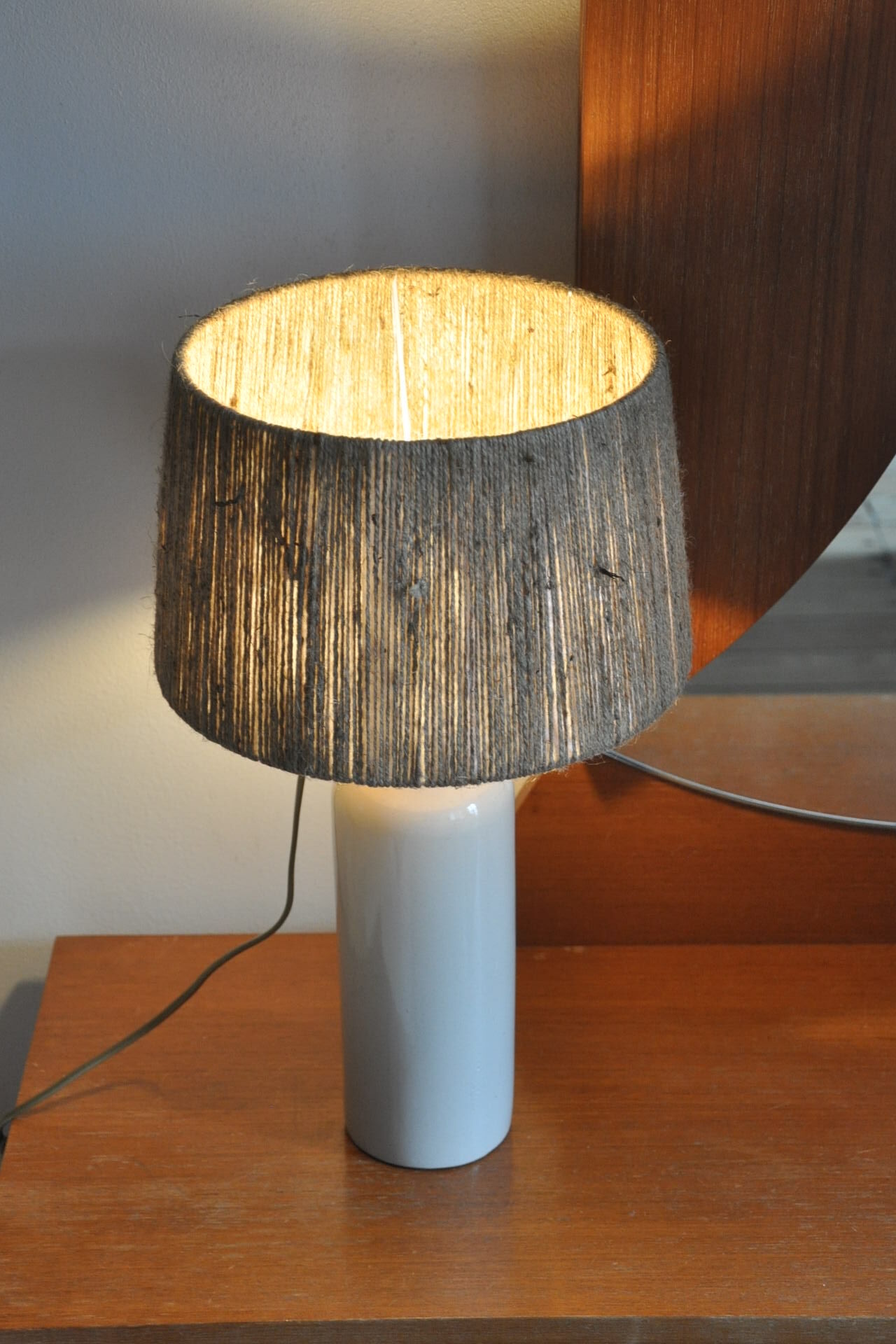 Vintage stoneware bottle lamp