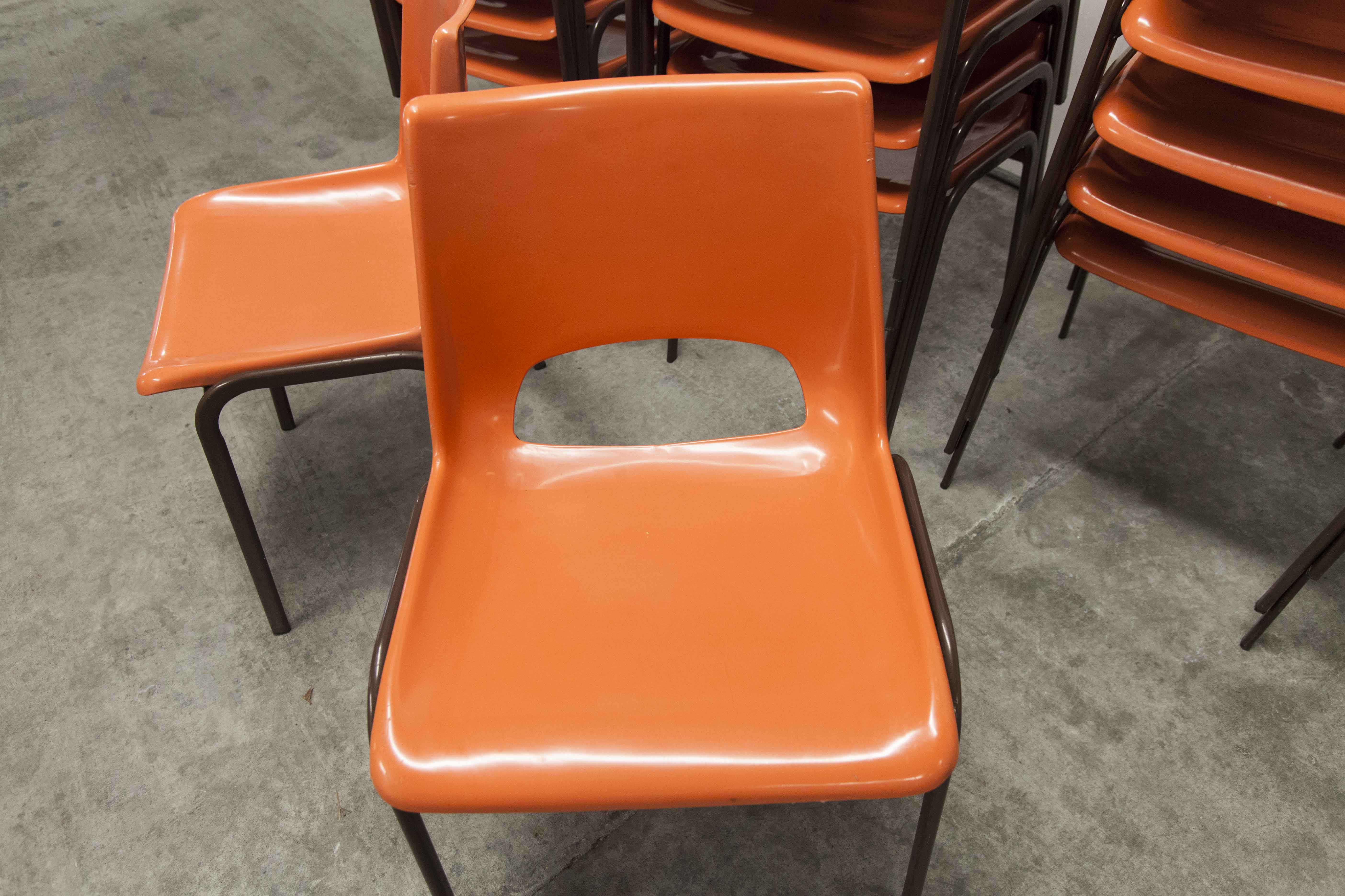 Set of 17 vintage orange chairs 1970