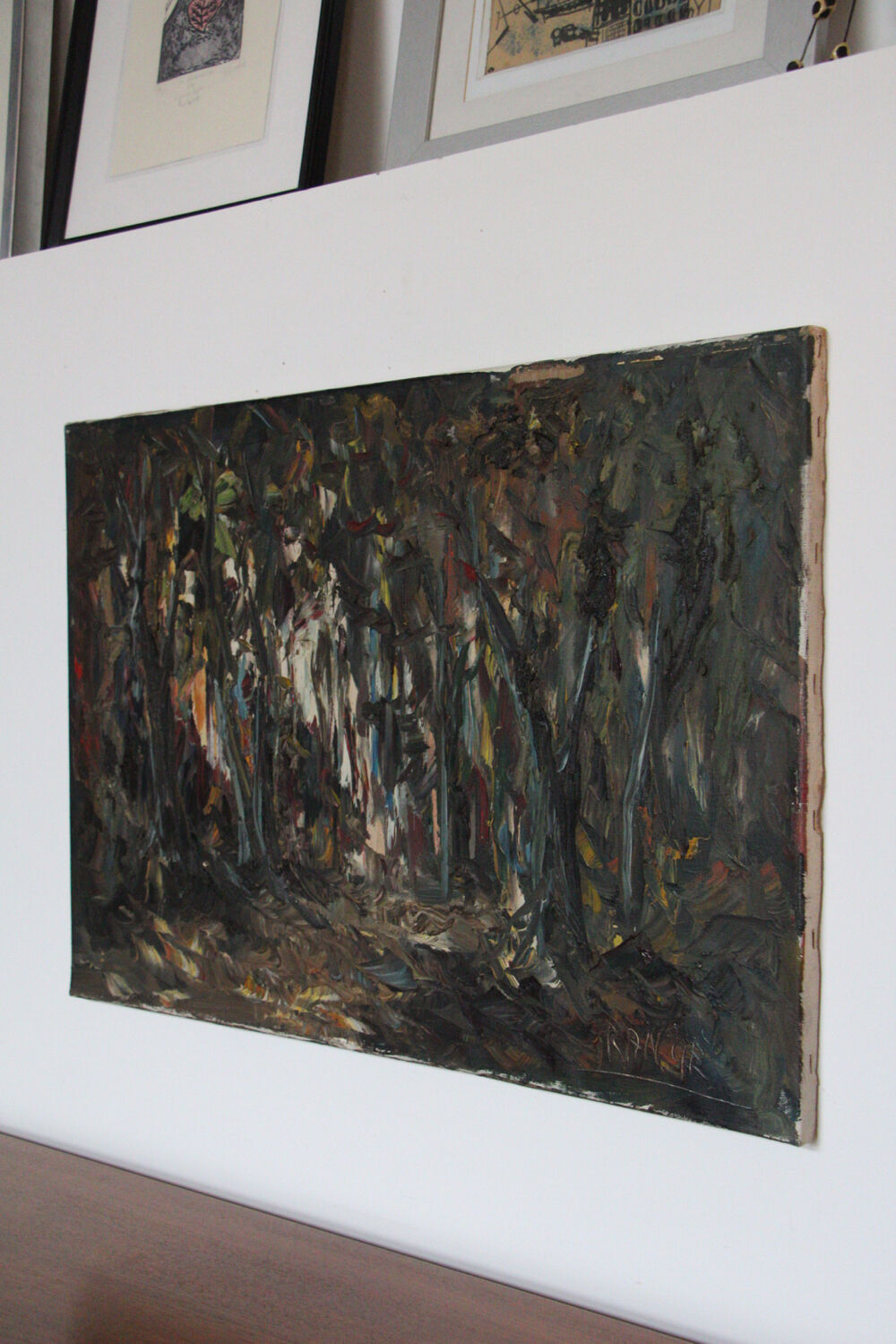 Abstract oil on canvas painting "The Forest" Amsterdam circa 1950