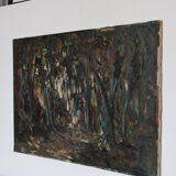 Abstract oil on canvas painting "The Forest" Amsterdam circa 1950