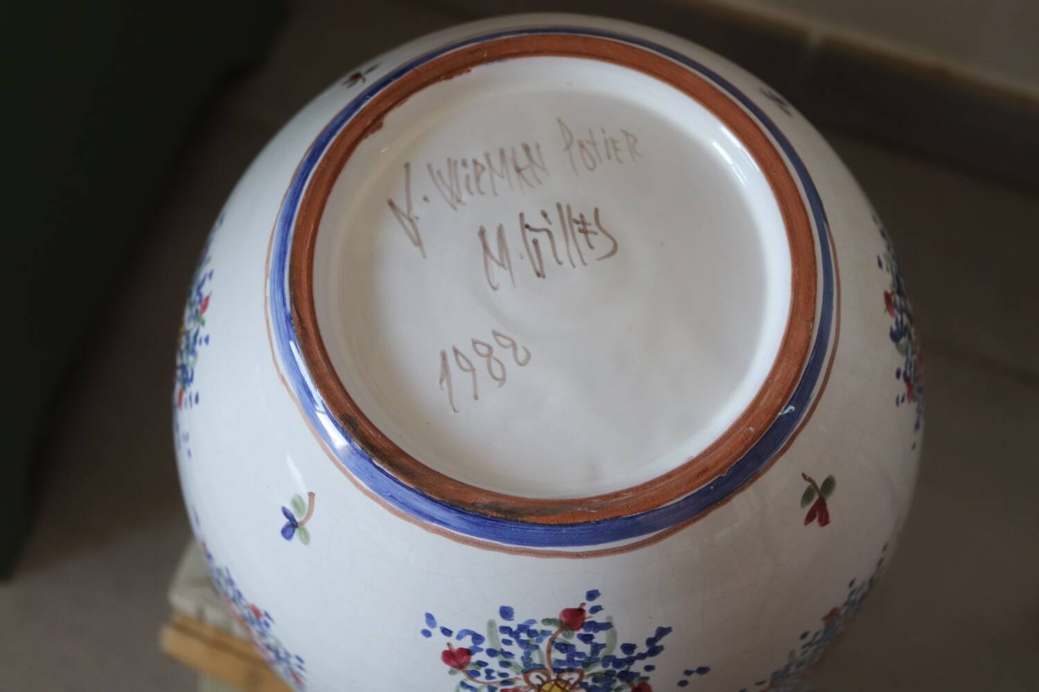 Large painted ceramic flower vase