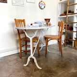 Bistro table in grey marble and white ☐ cast iron 120 x 60 cm