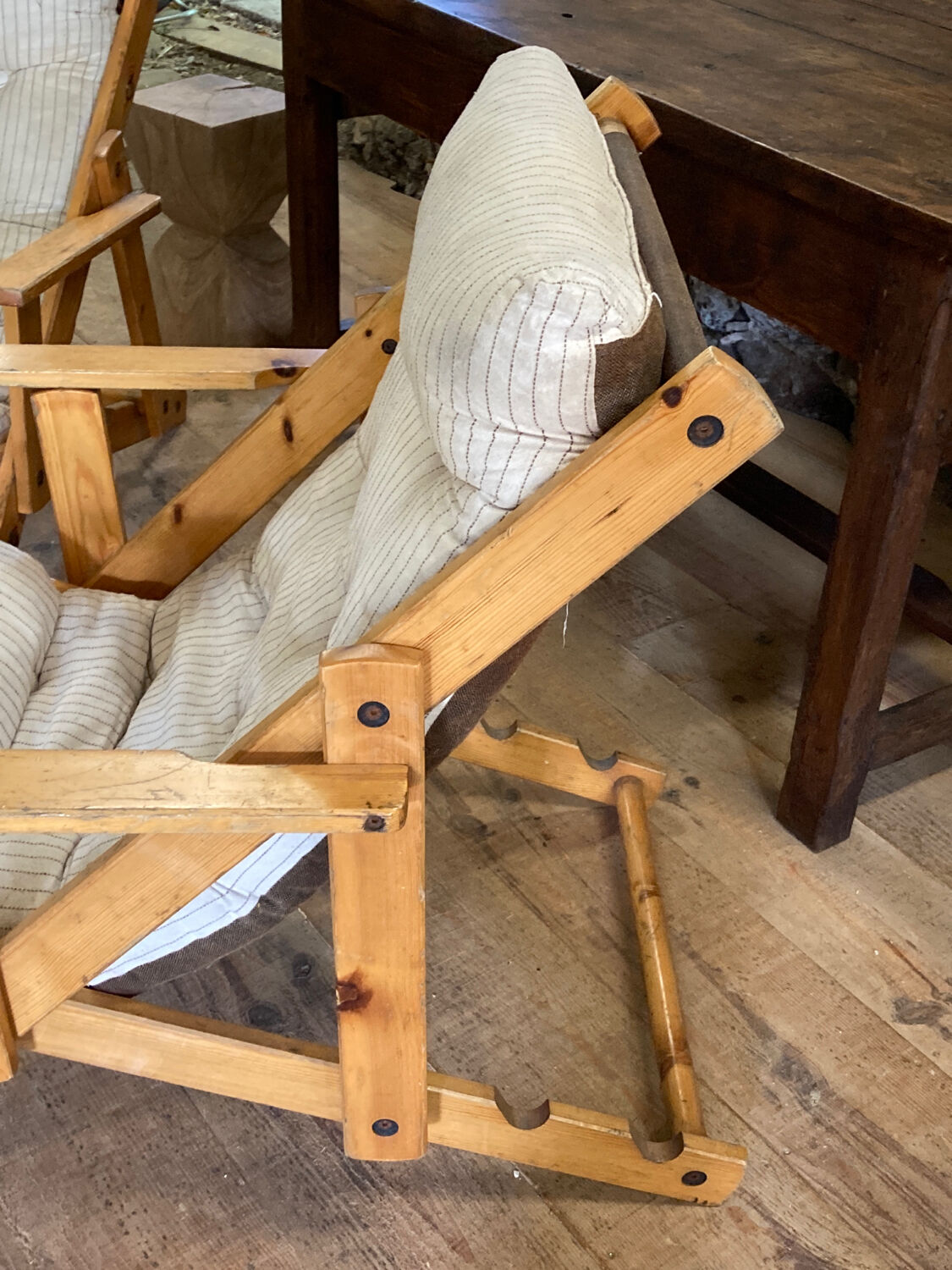 Pair of pine garden armchairs