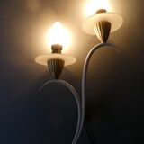 Pair of metal and glass sconces, 50s