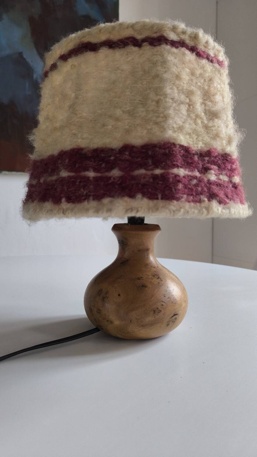 1950s burl wood table lamp
