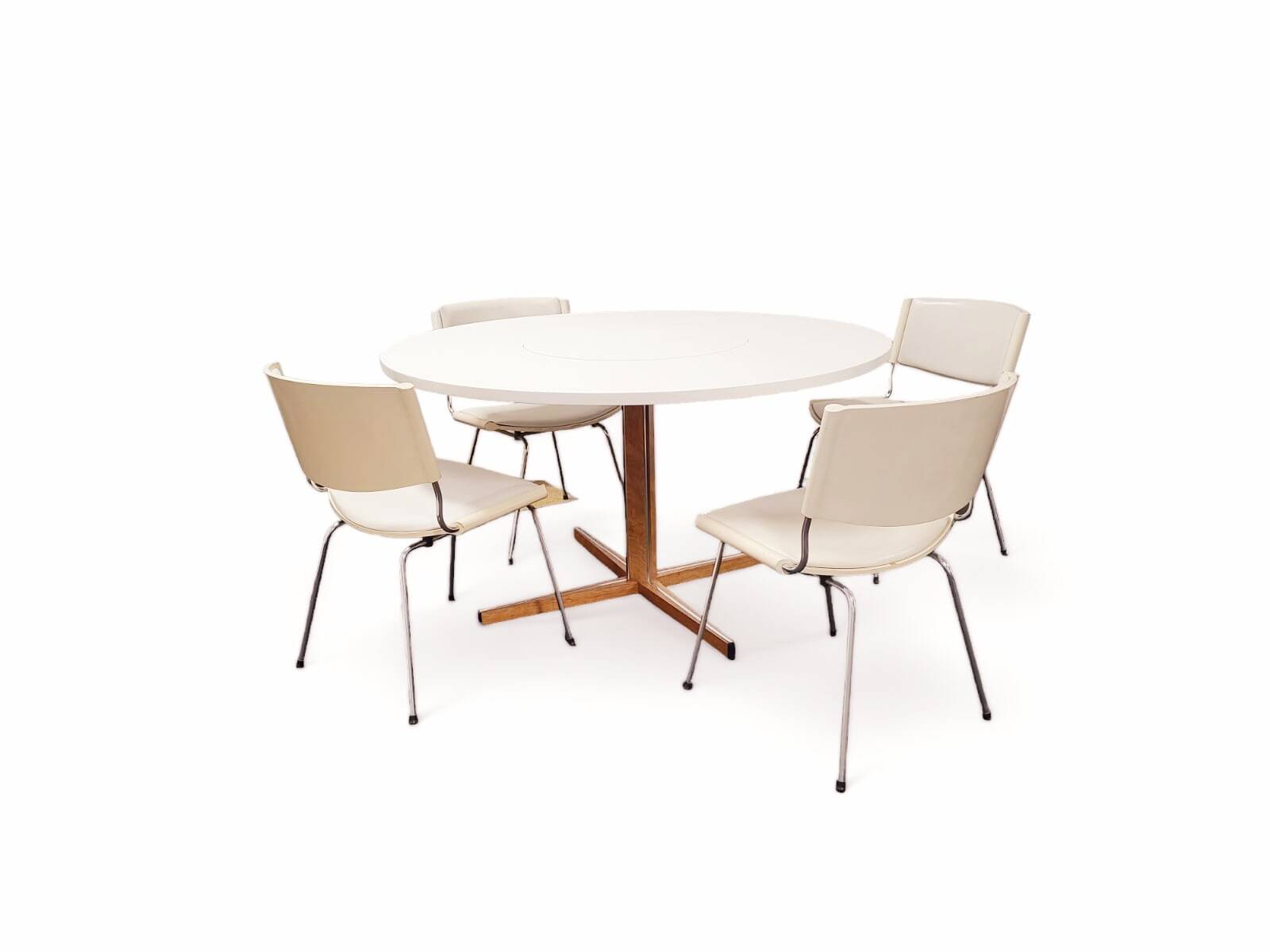 Danish Pedestal Dining Table and 4 Badminton Chairs by Nanna Ditzel for Kolds Savvaerk, 19