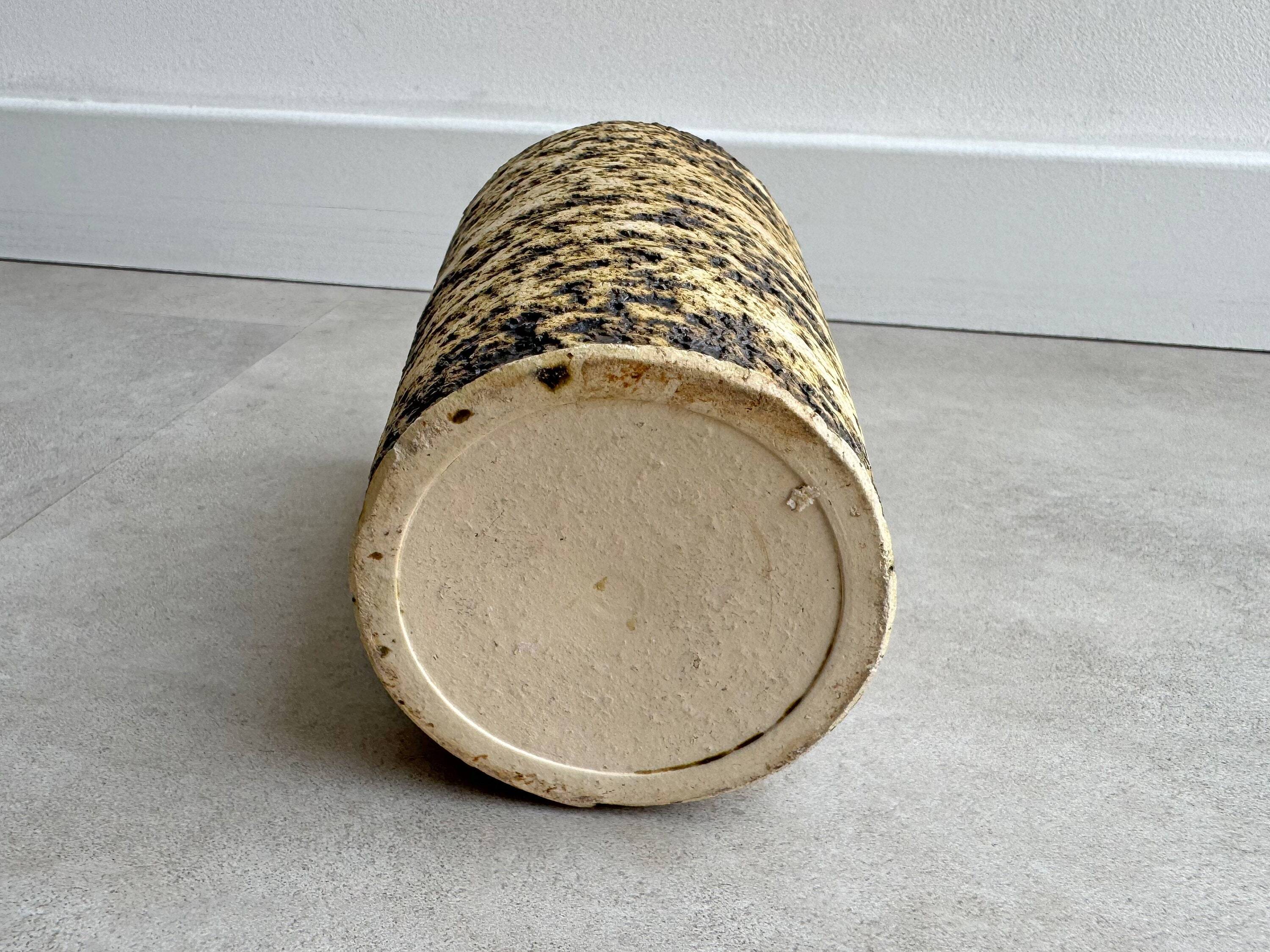Vintage "Birch Bark" ceramic vase, cylindrical, Chamotte
