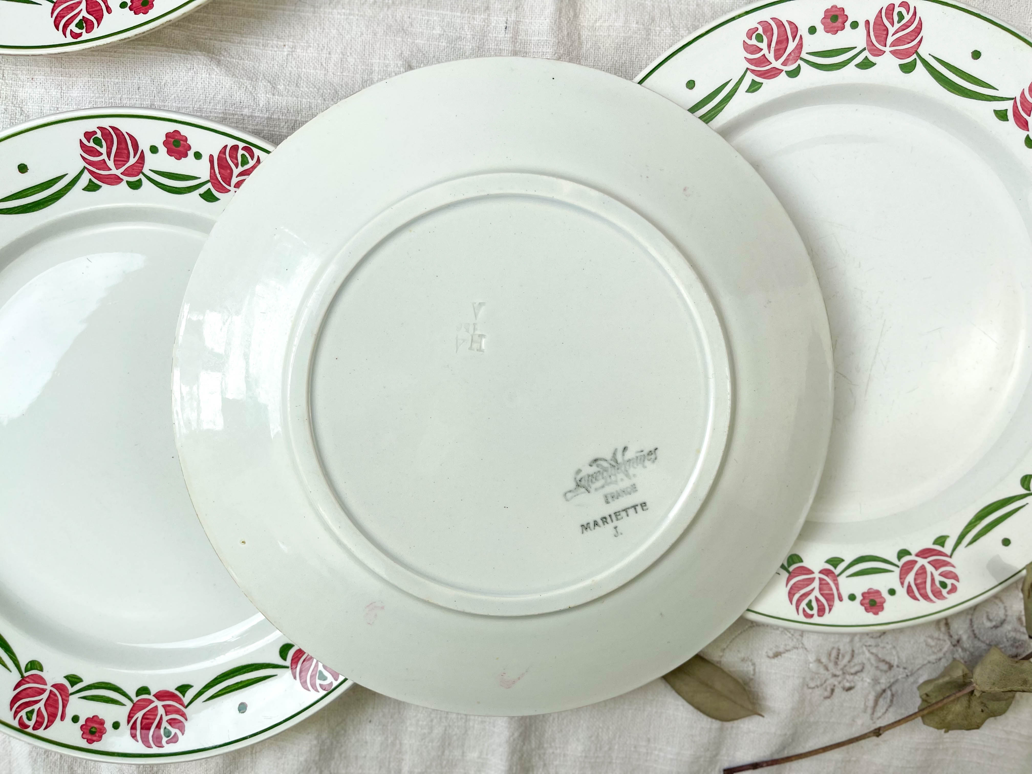5 flat plates digoin sarreguemines model "mariette"