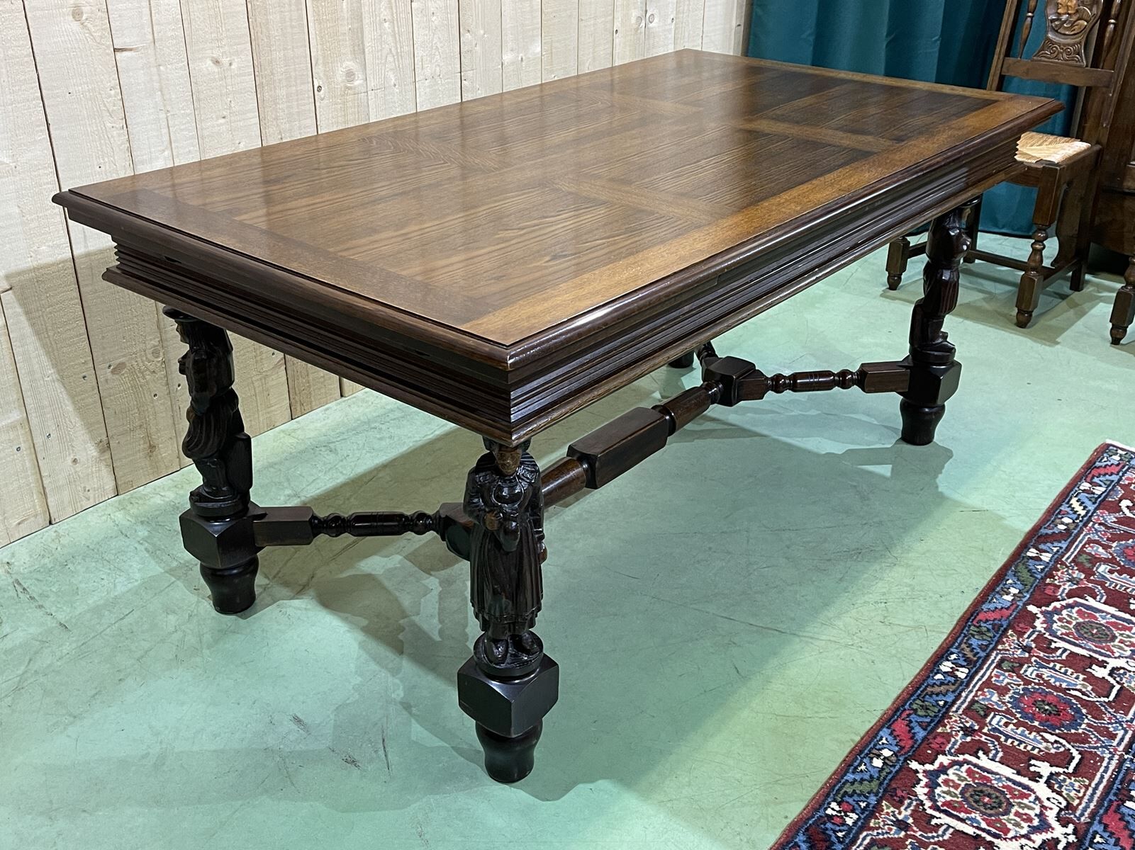 Breton oak dining table - 50s