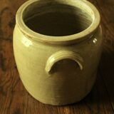 Grey glazed stoneware pot two handles 5 L