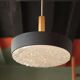 Jean Gandelin suspension in black lacquered sheet metal, white metal, brass, and diffuser in Cristalux/etched Plexiglas.
