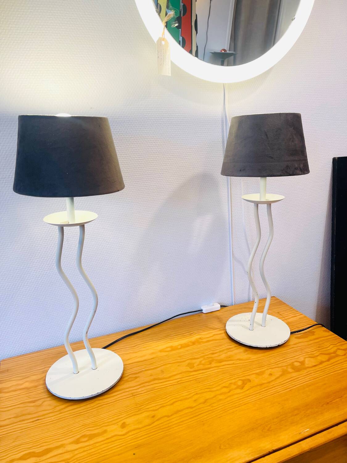 Pair of postmodern lamps from the 1980s.