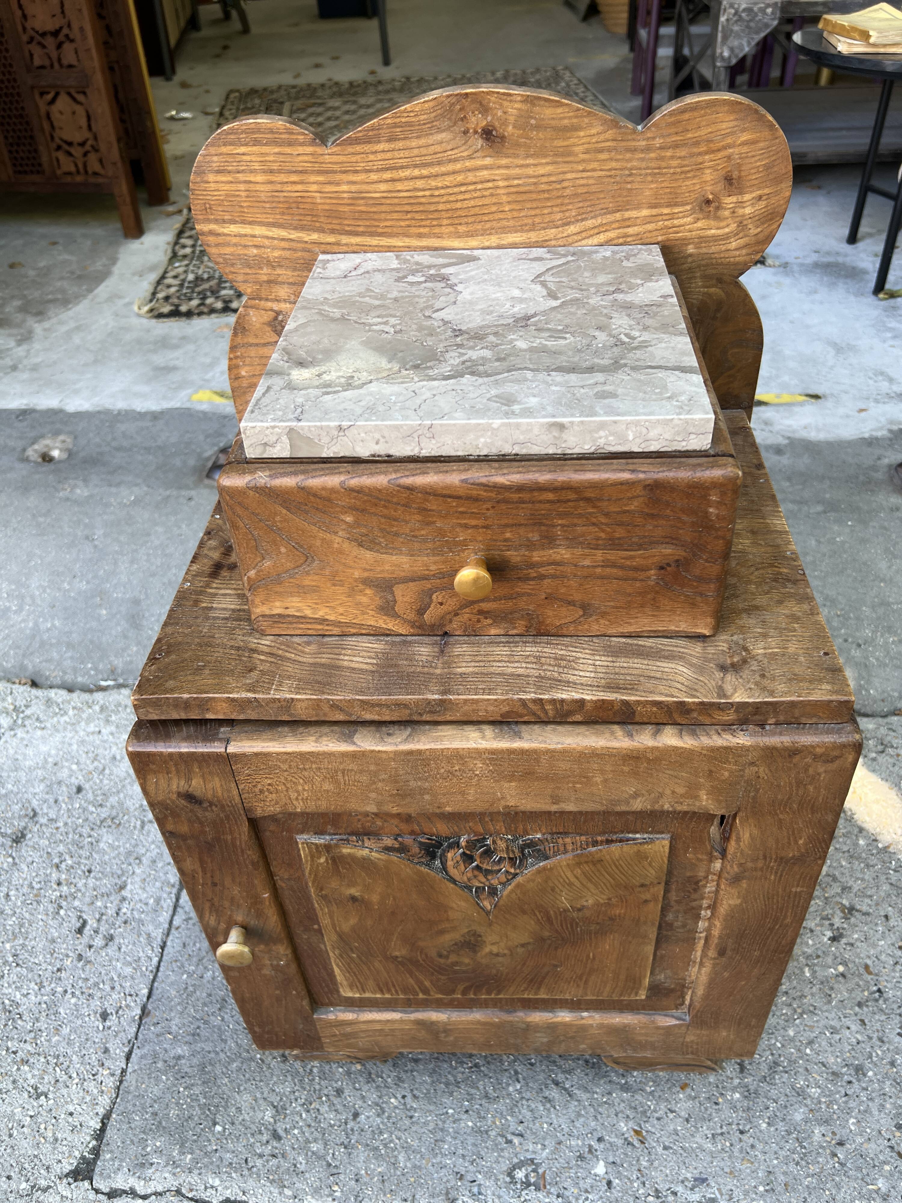 Art Deco bedside in oak and marble