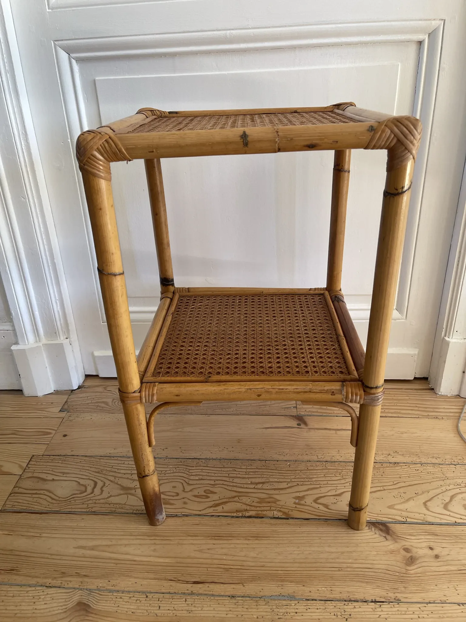 Vintage bamboo and rattan shelf