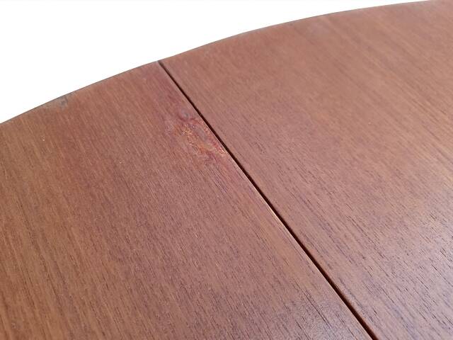 Vintage Scandinavian teak extendable round dining table 1960