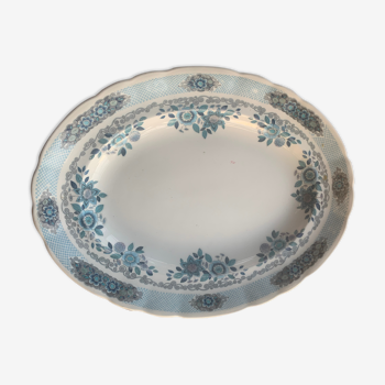 Plat de service pontesa motifs fleurs bleues en porcelaine vintage