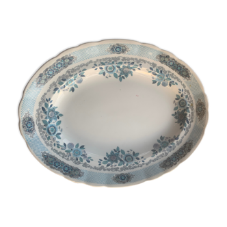 Plat de service pontesa motifs fleurs bleues en porcelaine vintage