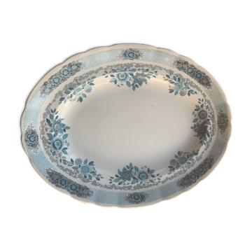 Plat de service pontesa motifs fleurs bleues en porcelaine vintage