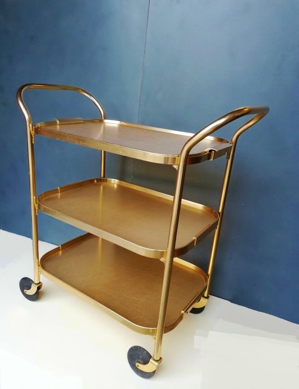60s English rolling serving trolley