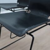 Leather stacking chairs by Toyoda Hiroyuki for ICF 1980s, set of 4