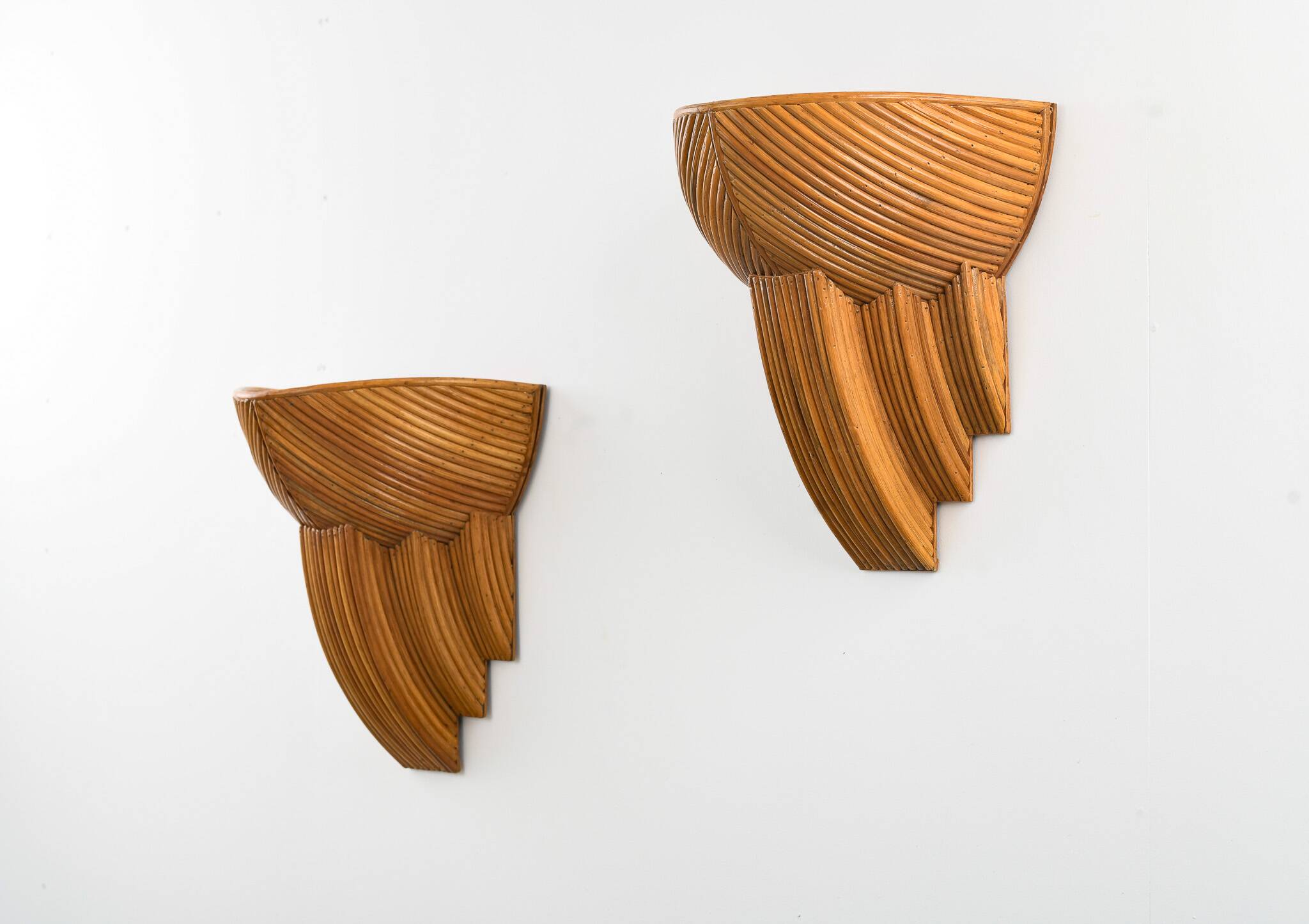 Pair of Rattan Wall Lamps