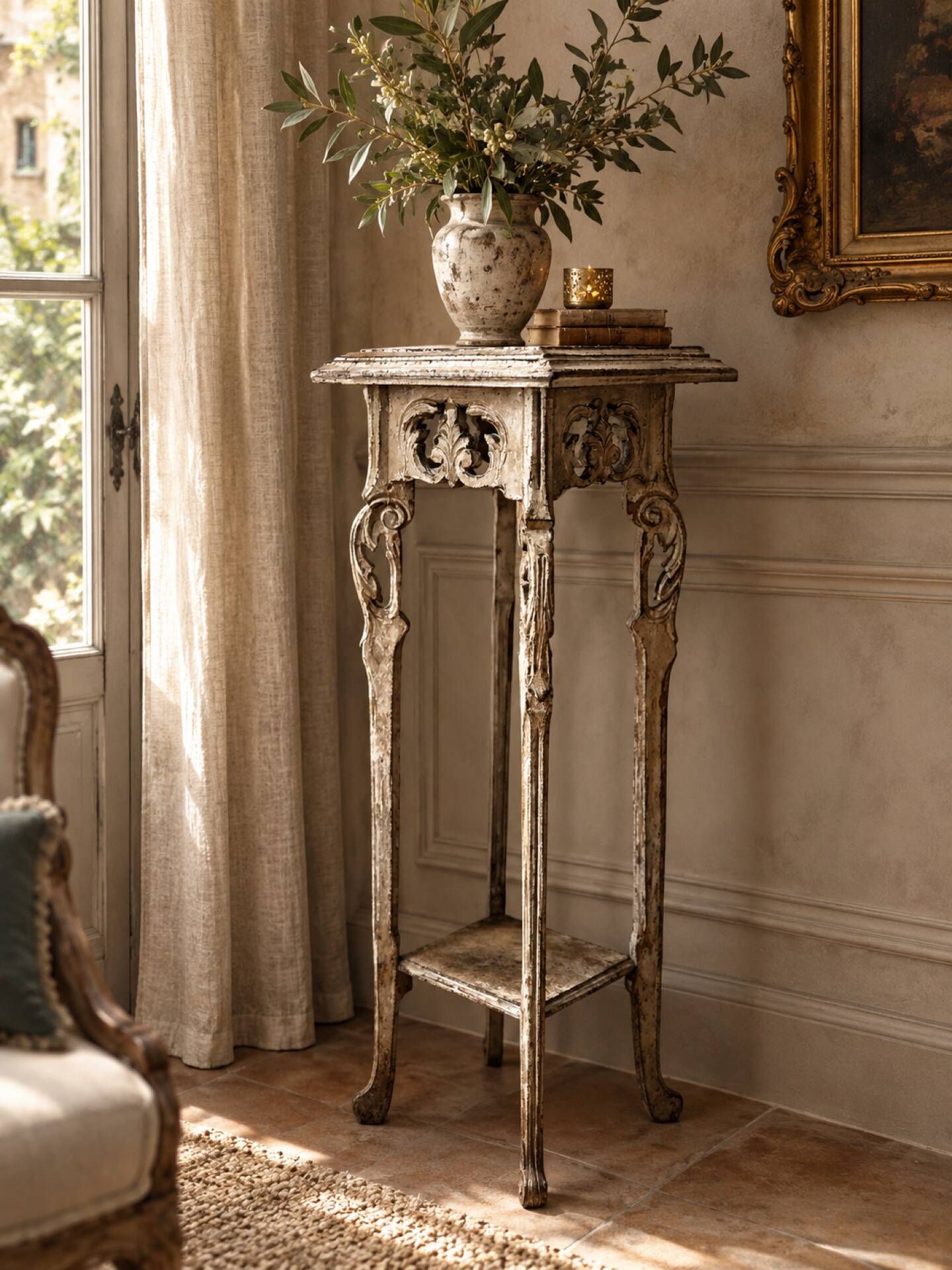 Sellette ancienne patinée – Style Art déco – Charme et authenticité