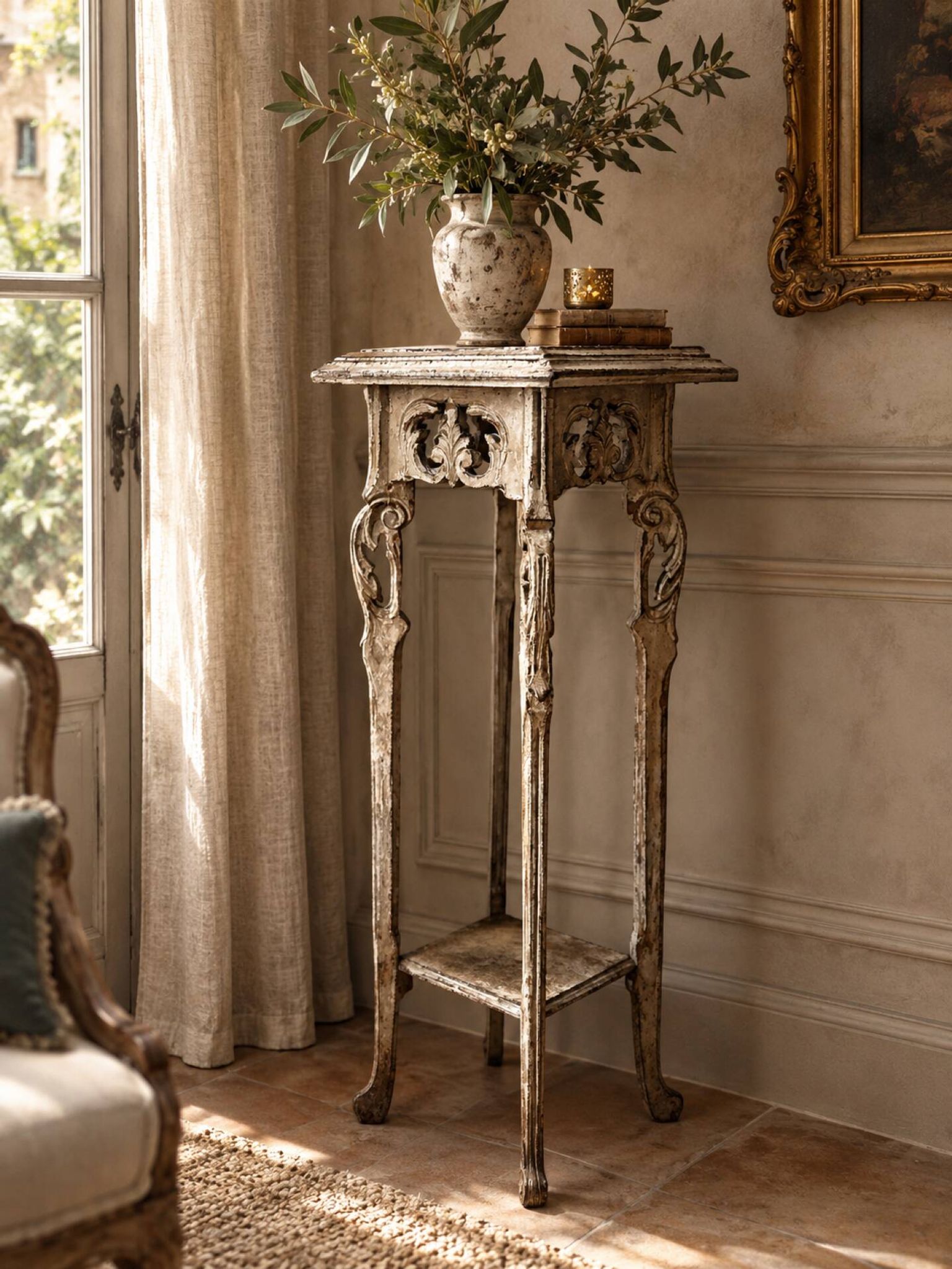Sellette ancienne patinée – Style Art déco – Charme et authenticité