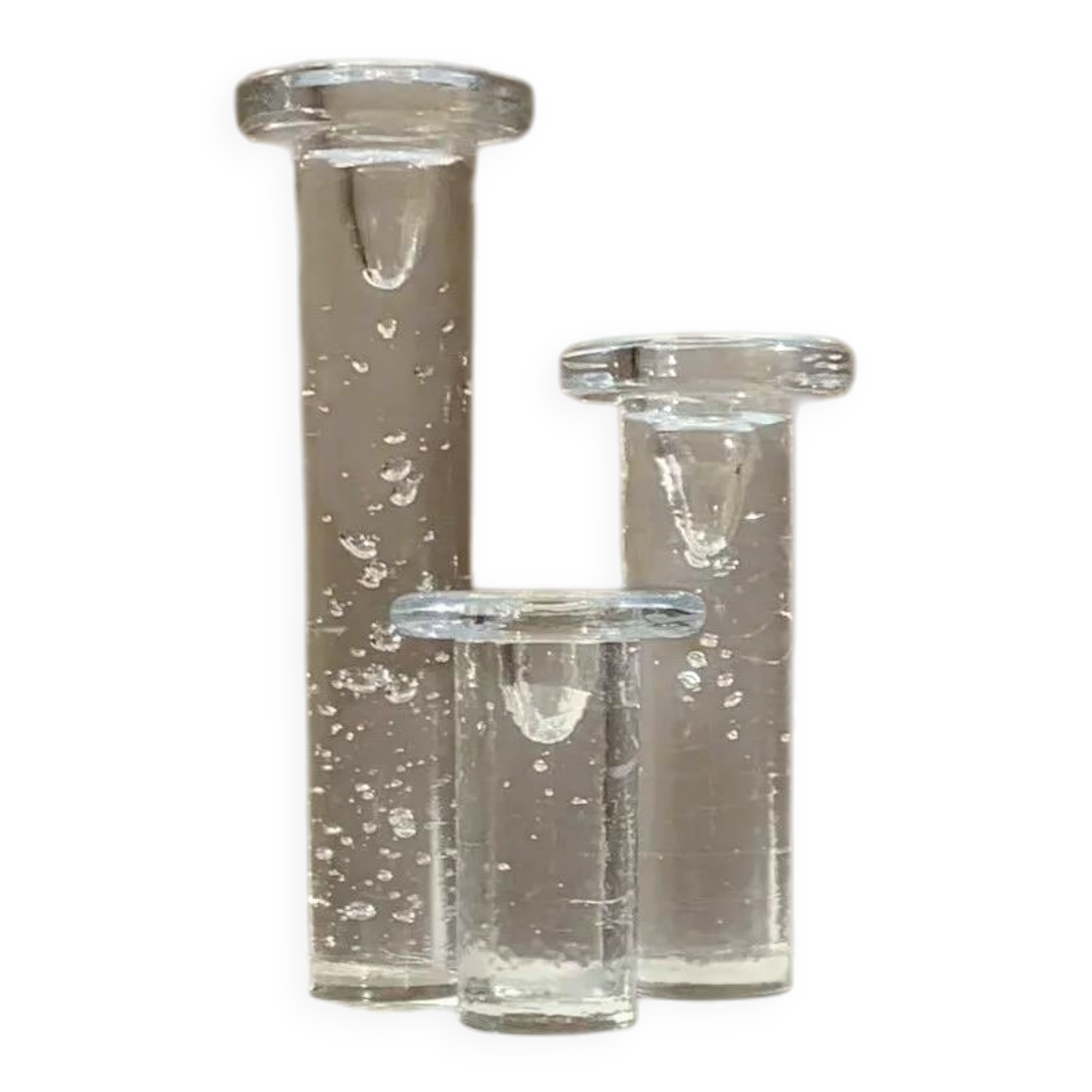 Set of three "Cool" glass candlesticks by Kosta Boda, Sweden, 1999