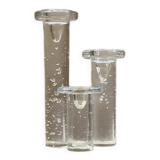 Set of three "Cool" glass candlesticks by Kosta Boda, Sweden, 1999