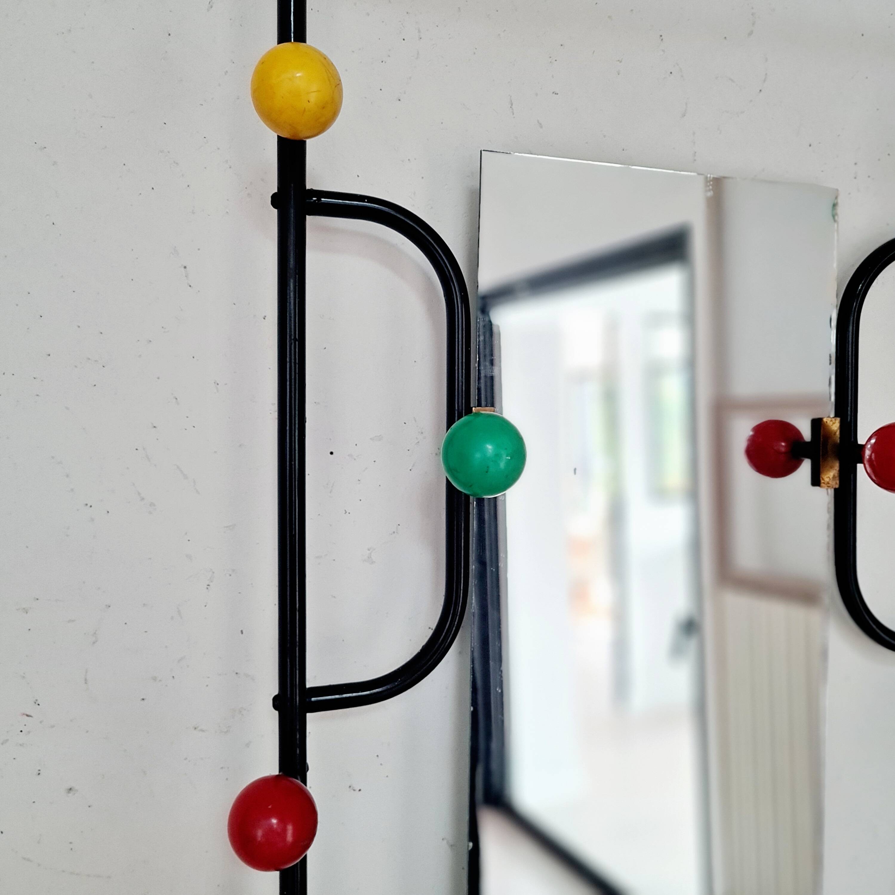 Cloakroom metal coat rack with balls from the 60s
