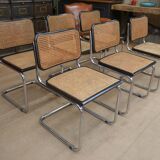 Set of 6 model b32 cesca marcel breuer chairs, italy 1970s