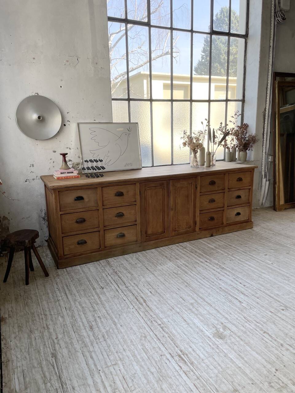 XXL solid oak counter sideboard