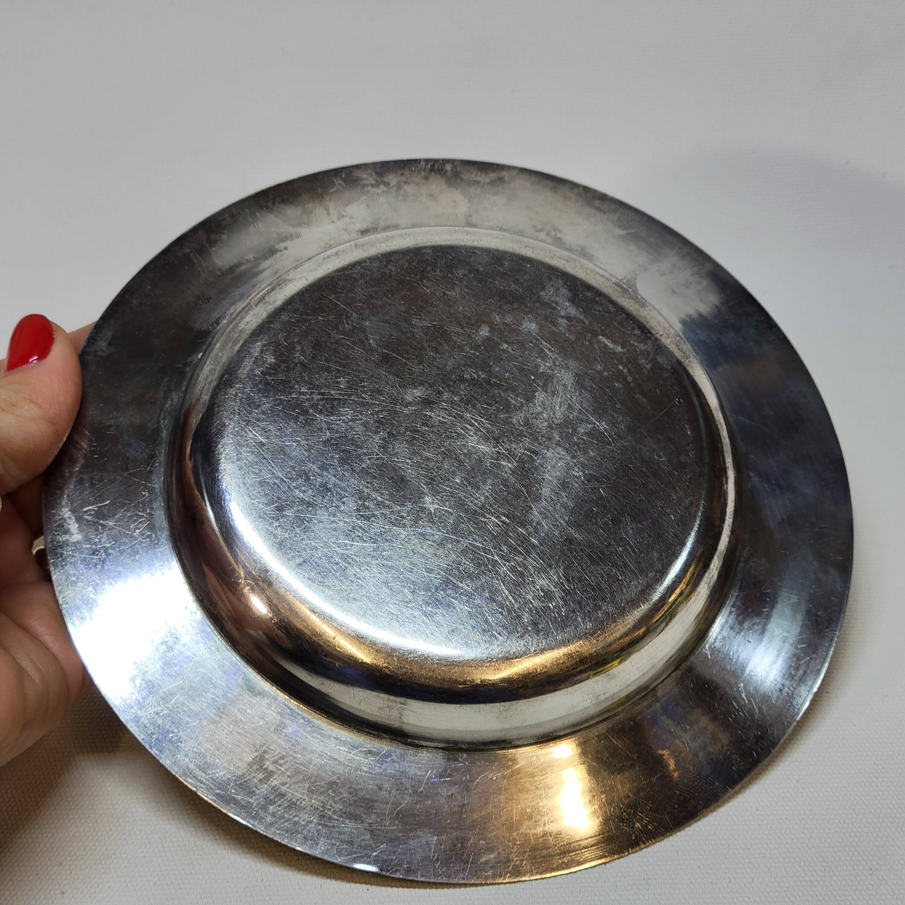 Empty Pocket Bowl Old Art Deco Bouille Plate In Silver Metal