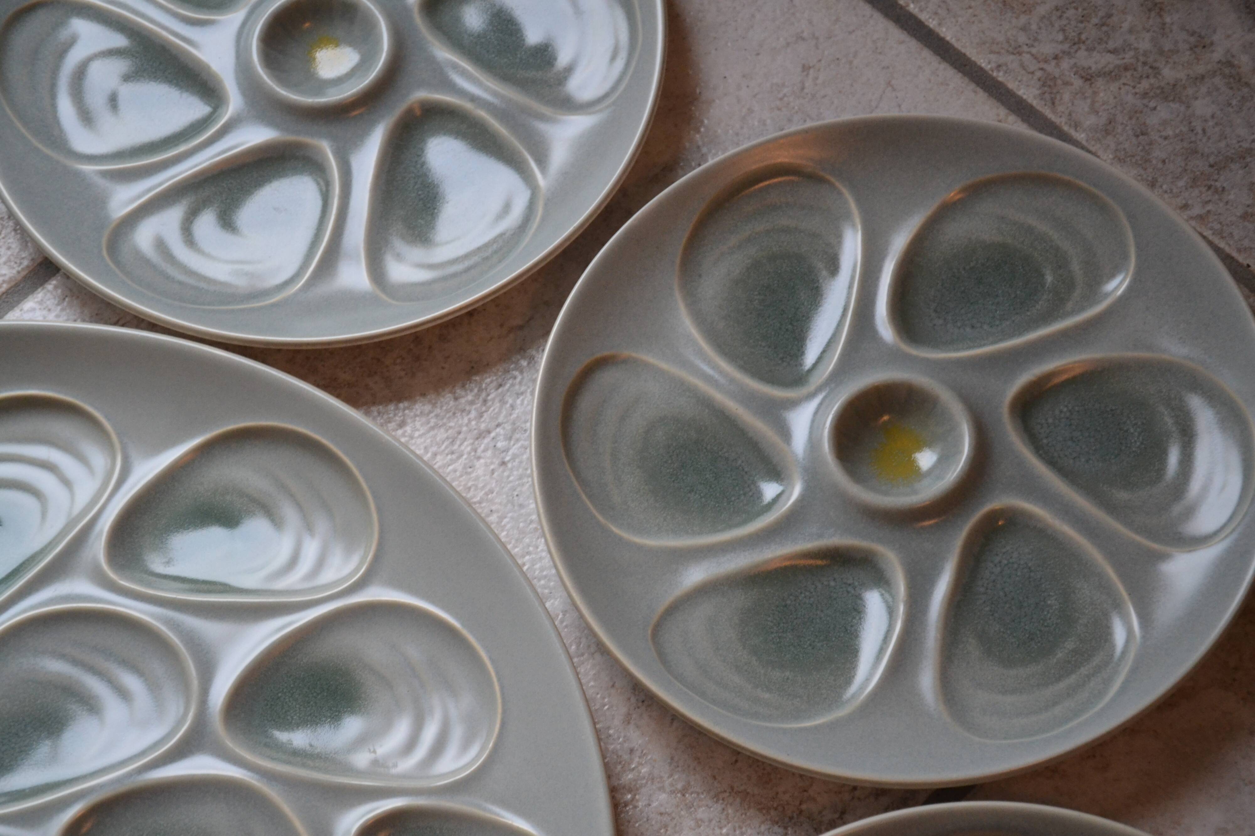 Ensemble assiettes et plat à huîtres Salins