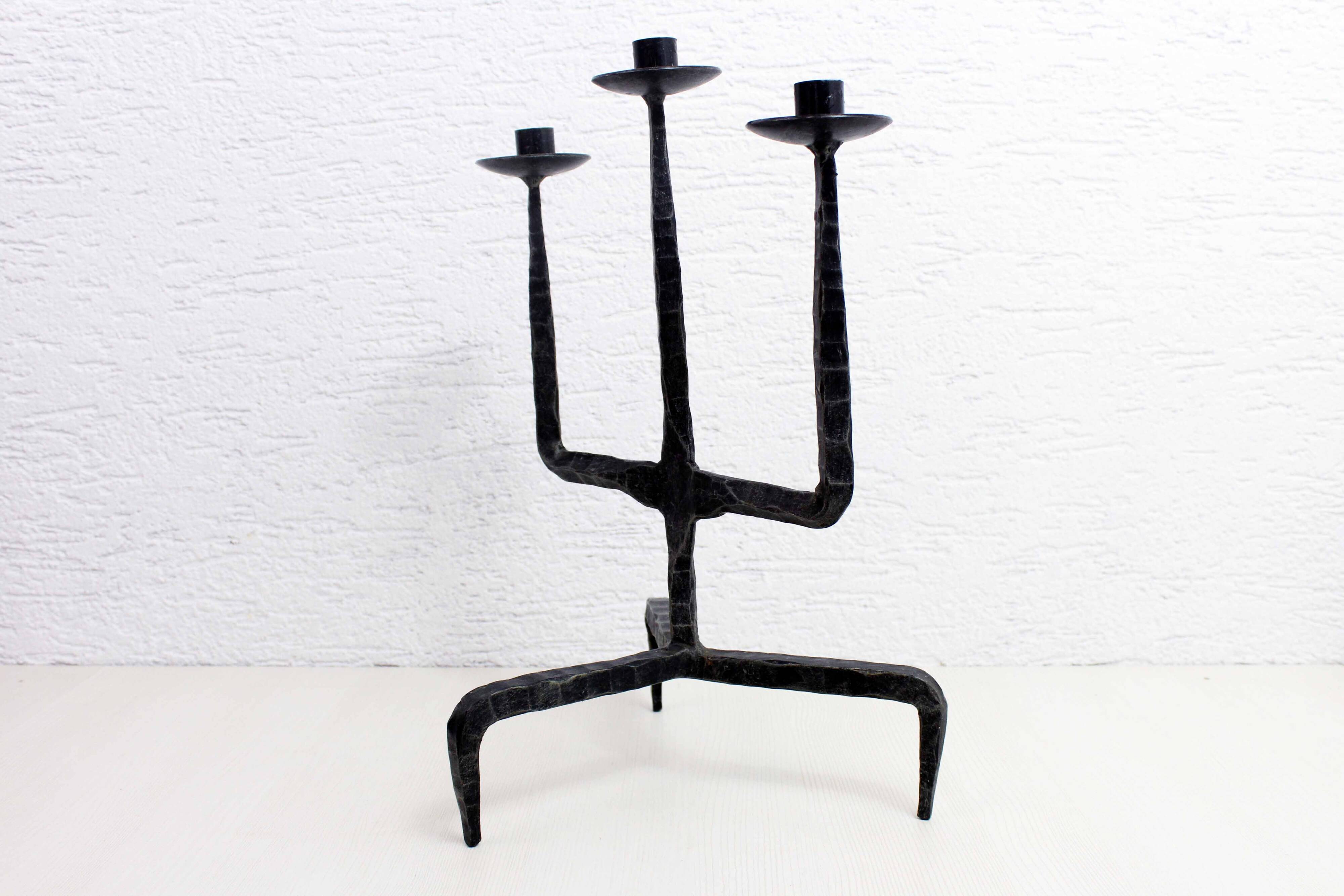 Brutalist cast iron candle holder 1950