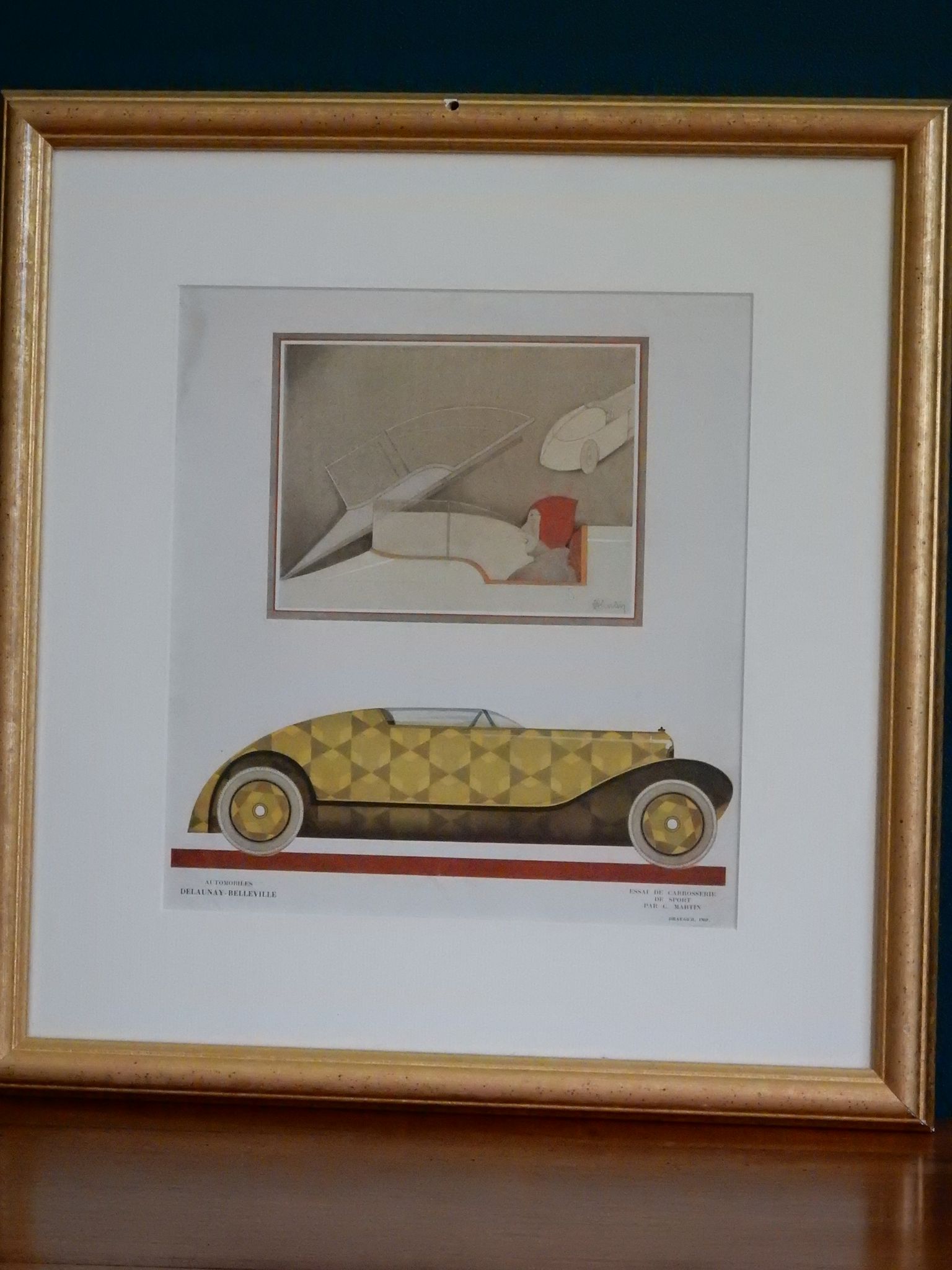 Art Deco illustration luxury car Delaunay Belleville by Charles Martin in 1924