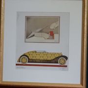 Art Deco illustration luxury car Delaunay Belleville by Charles Martin in 1924