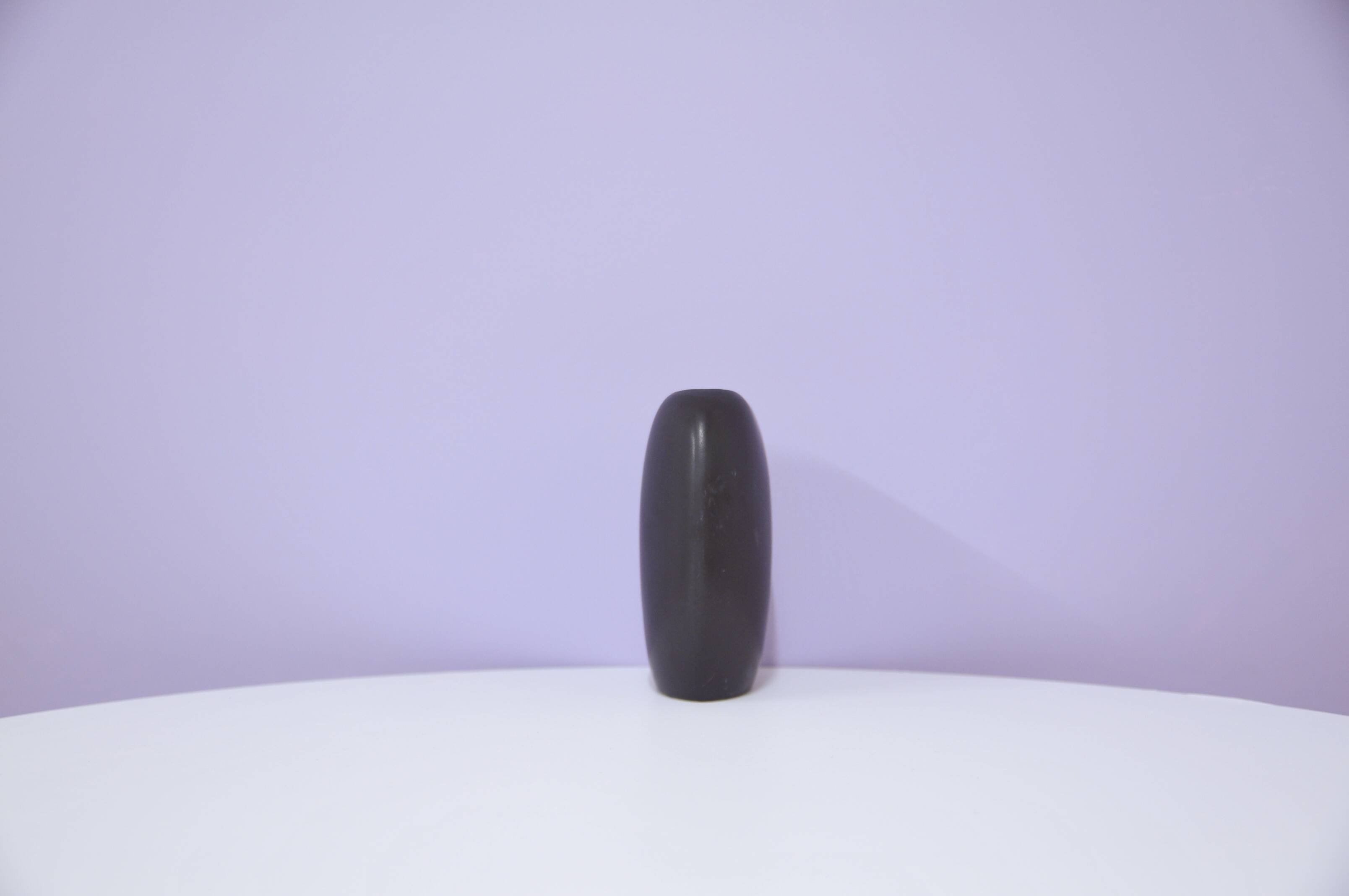 vintage matt black flat vase